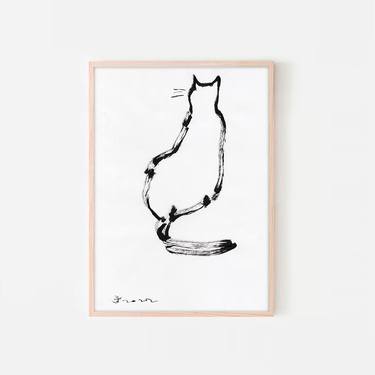 Original Minimalism Cats Drawings by Jenea Kaitaz