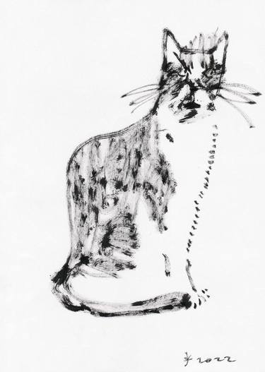 Original Expressionism Cats Drawings by Jenea Kaitaz