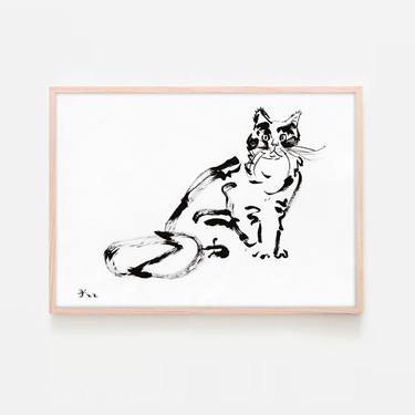 Original Expressionism Cats Drawings by Jenea Kaitaz