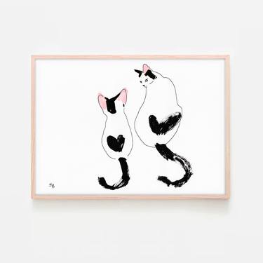 Original Expressionism Cats Drawings by Jenea Kaitaz