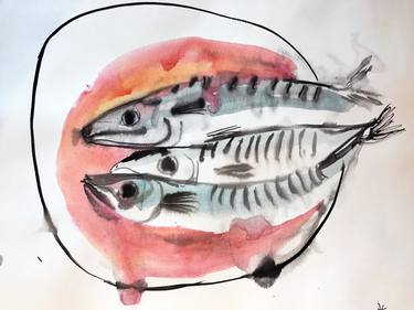 Original Expressionism Fish Paintings by Jenea Kaitaz