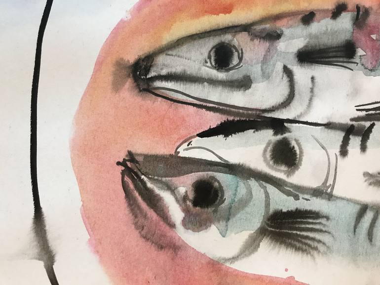 Original Expressionism Fish Painting by Jenea Kaitaz