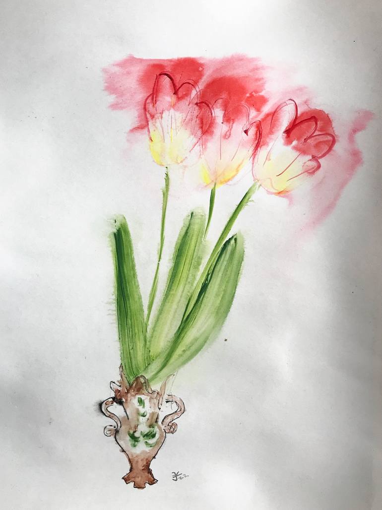 Original Expressionism Floral Paintings by Jenea Kaitaz