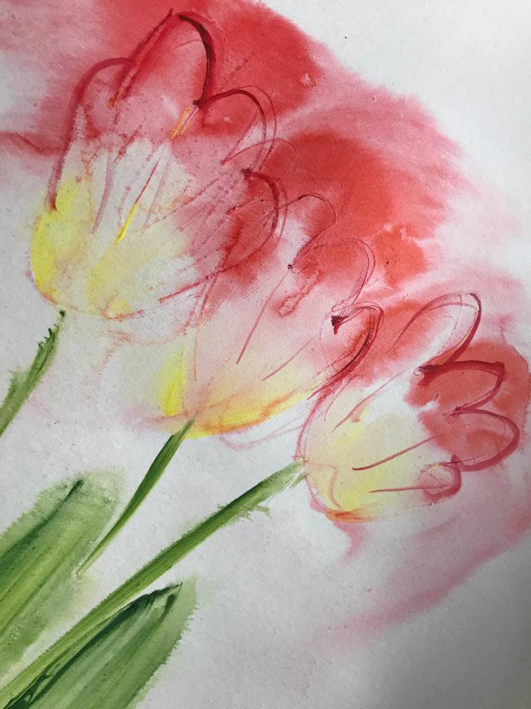 Original Art Deco Floral Painting by Jenea Kaitaz