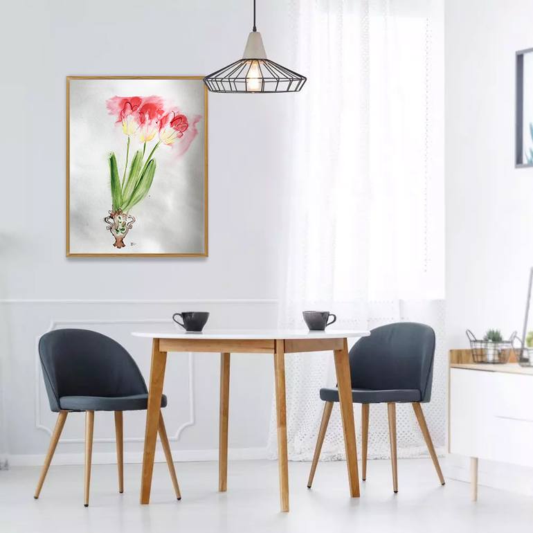 Original Art Deco Floral Painting by Jenea Kaitaz