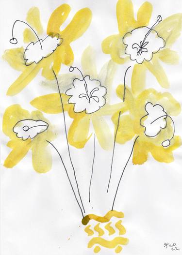 Saatchi Art Artist Jenea Kaitaz; Painting, “Happy Yellow Flowers” #art