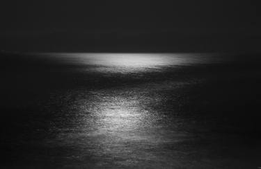 Full Moon Night Over The Ocean - Black and White series thumb