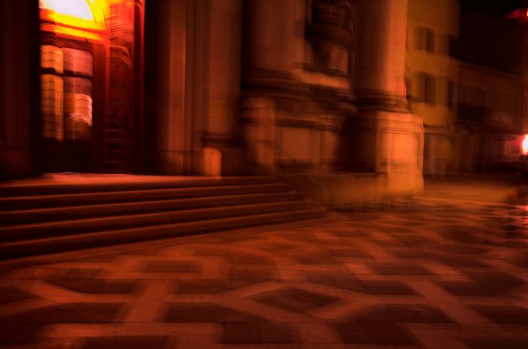 Original Cities Photography by Stephane Loeber Bottero | Contemporary Art on Paper | Venice Night Vibes #32 - Mysterious night out of a church