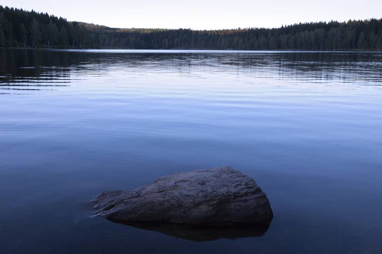 Original Landscape Photography by Stephane Loeber Bottero | Figurative Art on Paper | In the middle, the world #40 - The Mysterious Nordic Lake