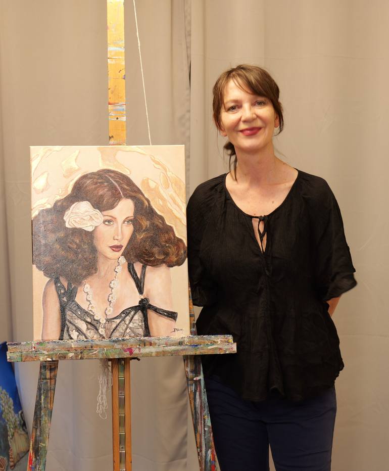 Original Art Deco People Painting by Christine Bleny