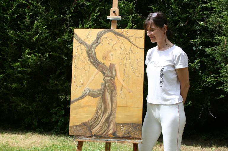 Original Art Deco Landscape Painting by Christine Bleny