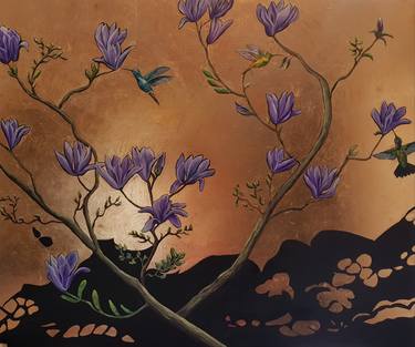 Original Art Deco Floral Paintings by Christine Bleny