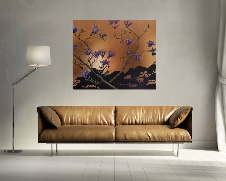 Original Art Deco Floral Painting by Christine Bleny