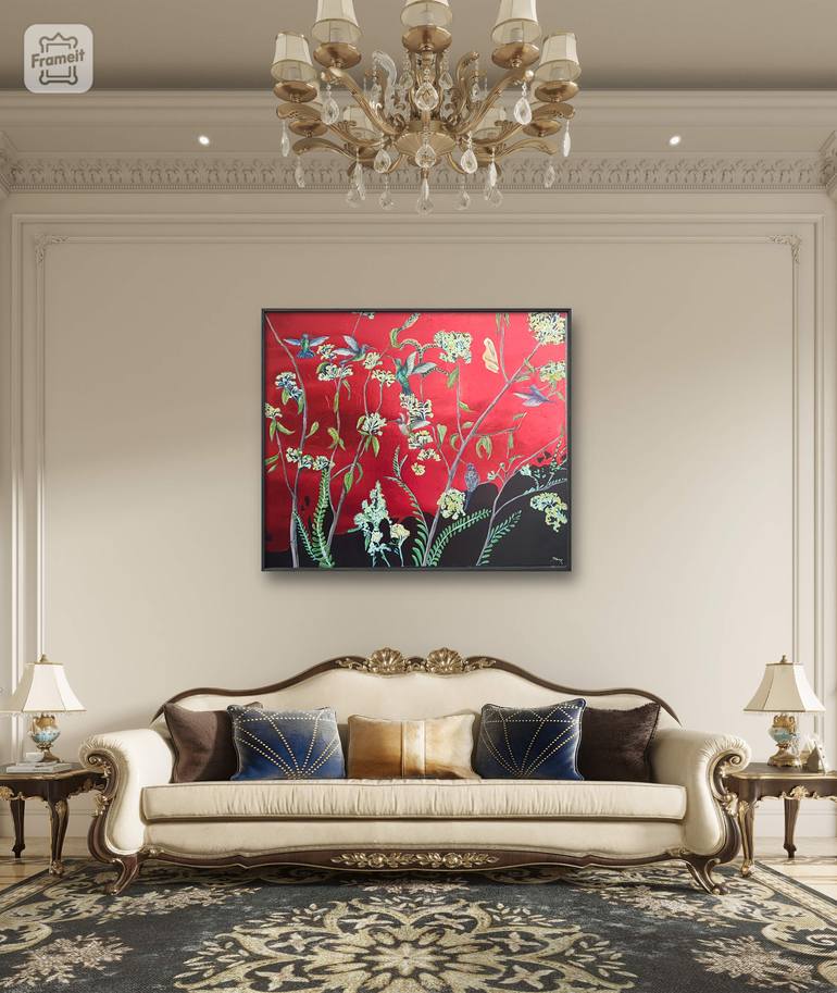 Original Art Deco Floral Painting by Christine Bleny