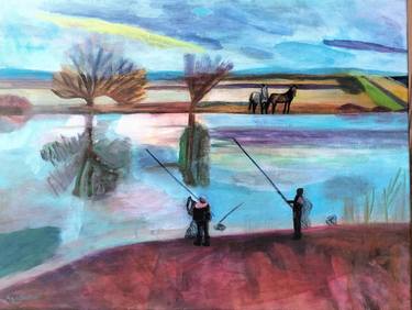 Fishermen on the river San thumb