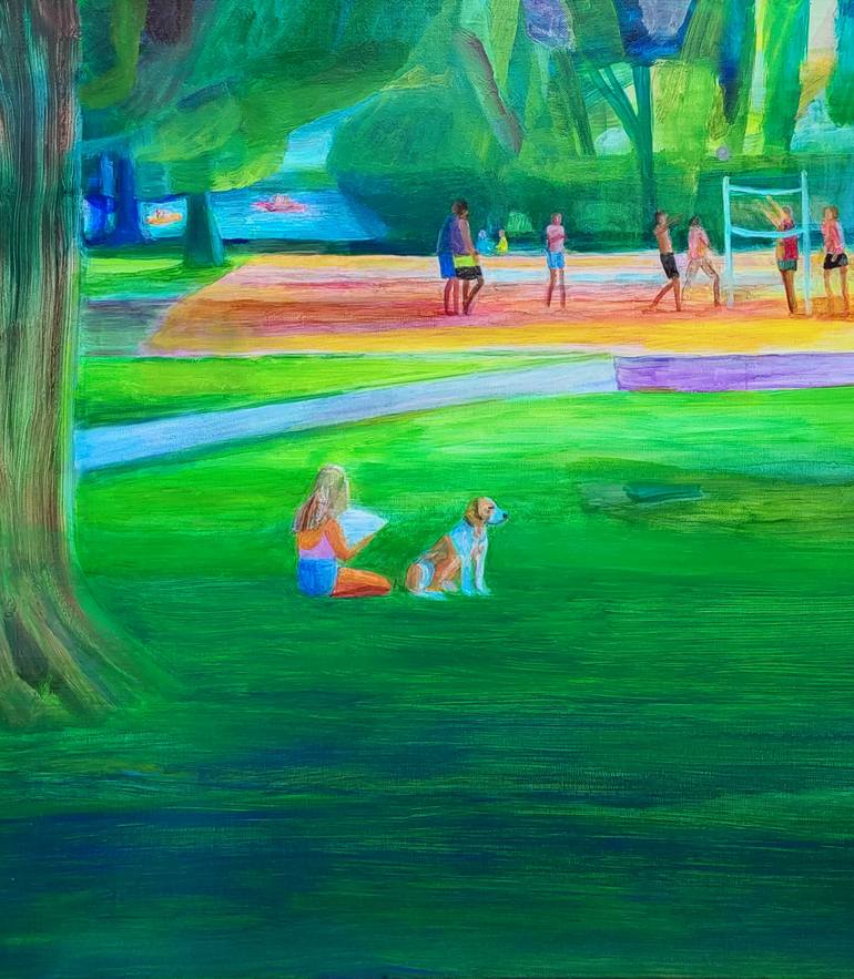 Original Abstract Expressionism Beach Painting by Agata Lis