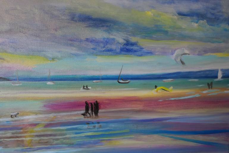 Original Abstract Beach Painting by Agata Lis