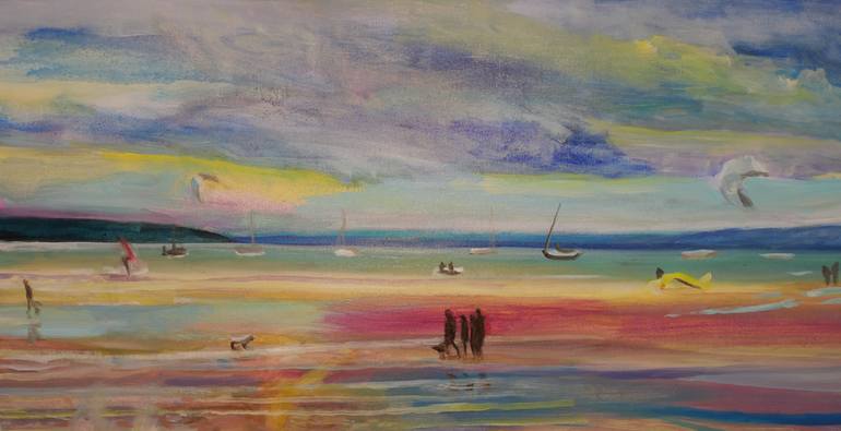 Original Abstract Beach Painting by Agata Lis