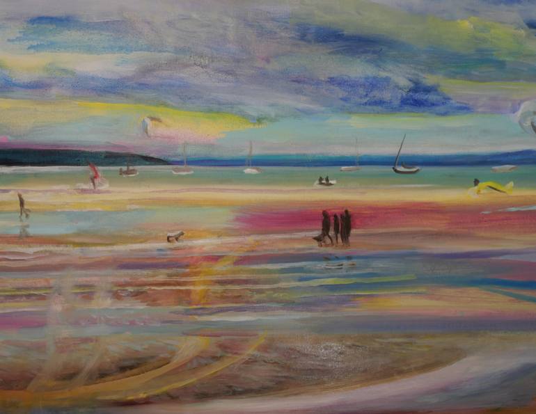 Original Abstract Beach Painting by Agata Lis