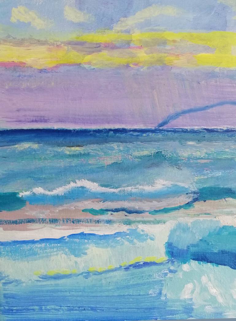 Original Abstract Expressionism Beach Painting by Agata Lis