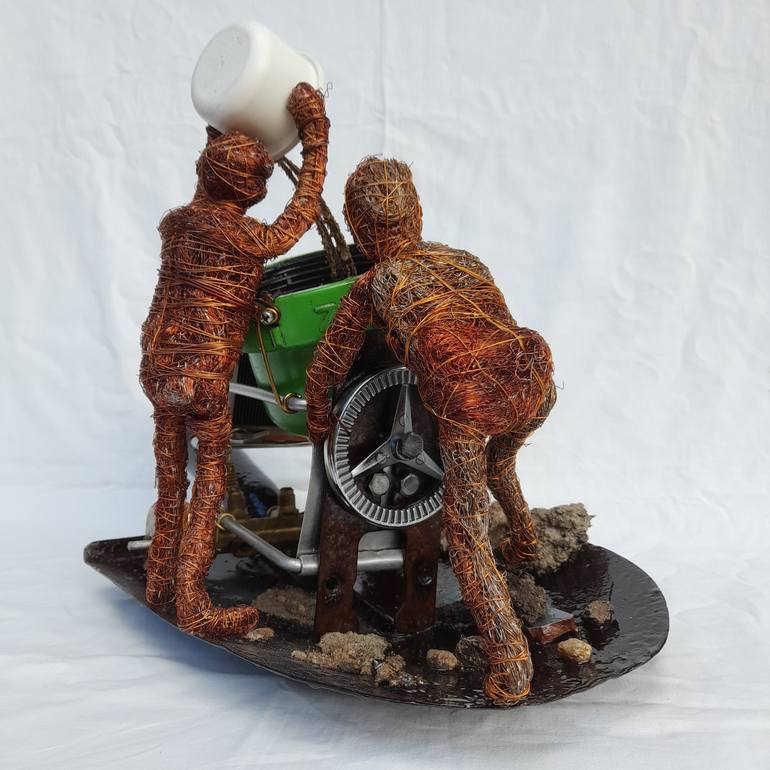 Original Abstract Expressionism Men Sculpture by EVANS NGURE