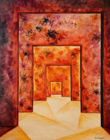 Original Abstract Interiors Paintings by Aristides Meneses