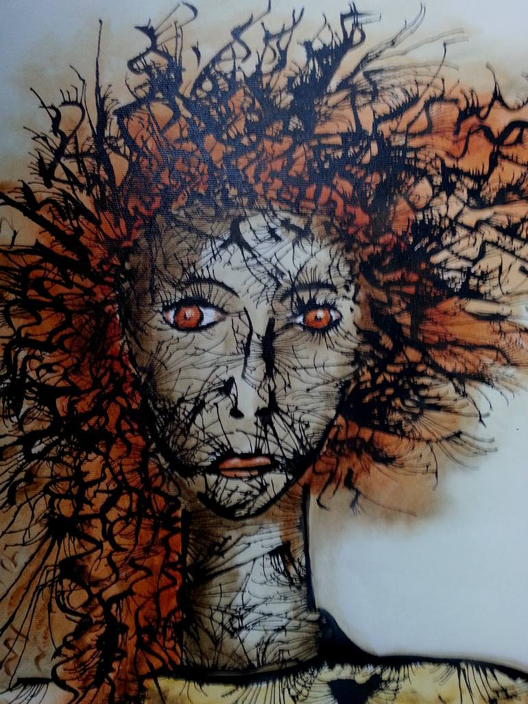 Original Expressionism Women Painting by Aristides Meneses