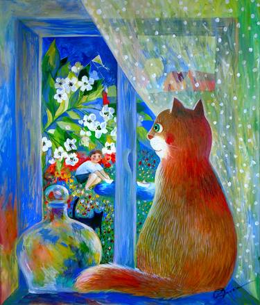 Print of Abstract Expressionism Cats Paintings by Oxana Zaika