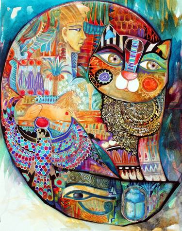 Print of Abstract Expressionism Cats Paintings by Oxana Zaika