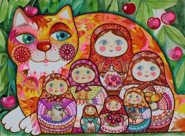 Original Cats Paintings by Oxana Zaika