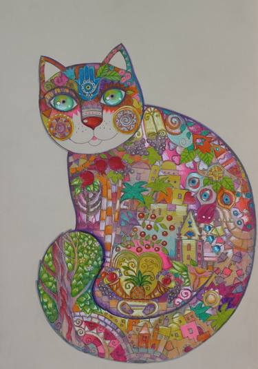 Print of Abstract Expressionism Cats Paintings by Oxana Zaika