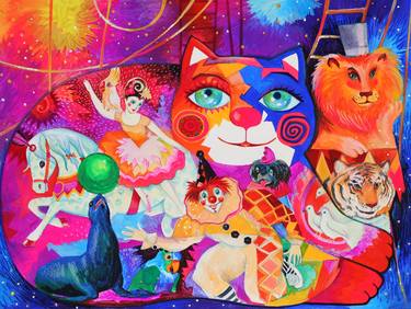 Print of Art Deco Cats Paintings by Oxana Zaika