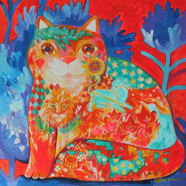 Print of Art Deco Cats Paintings by Oxana Zaika