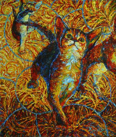 Original Cats Painting by Homo Magus