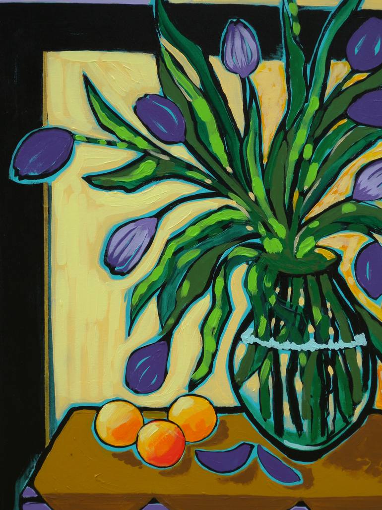 Original Folk Floral Painting by Gordon Sellen