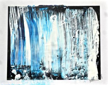 Waterfall 3 - Blue and White On Black thumb