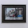 "Red, White, Blue, Rain" - Framed and hanging on wall.