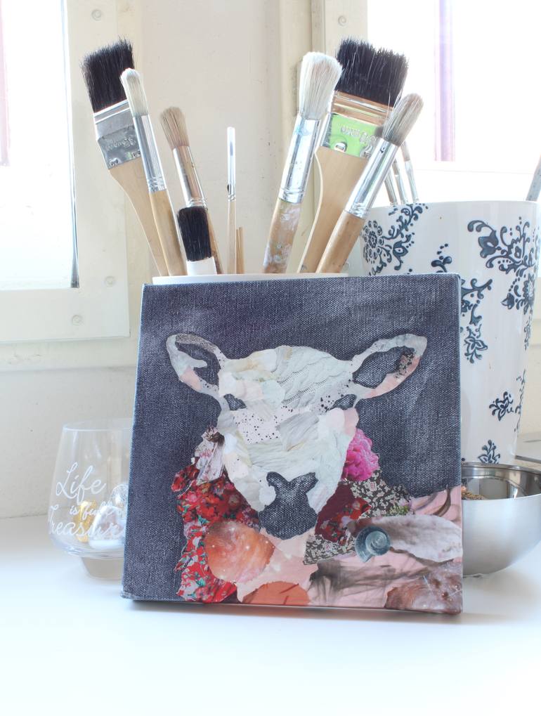Original Figurative Animal Collage by Ann Lundin