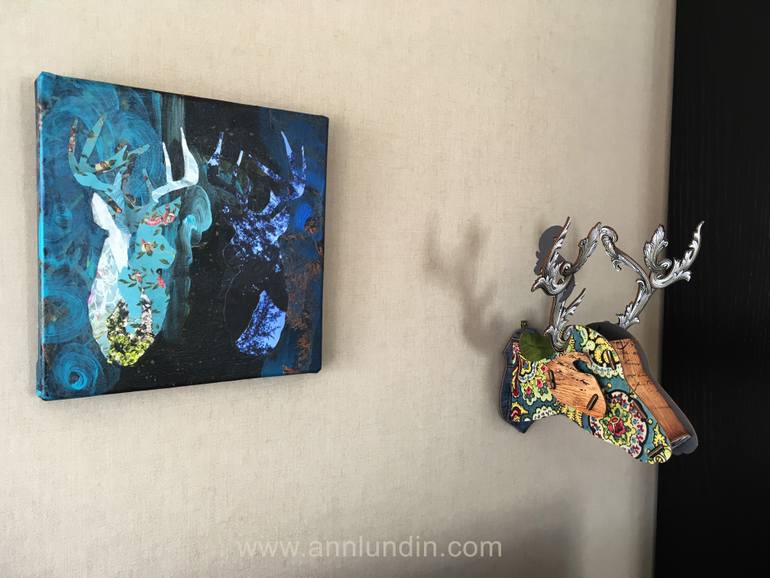 Original Figurative Animal Collage by Ann Lundin