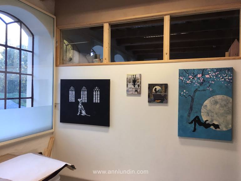 Original Figurative Dogs Painting by Ann Lundin