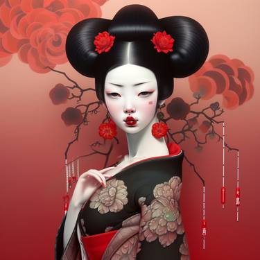 Geisha on red thumb