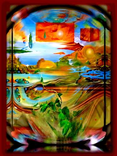 Print of Surrealism Landscape Mixed Media by Alexandr Mikushev