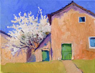 Old House and Blooming Tree, Spring thumb