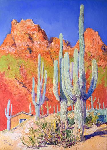 Red Rocks and Saguaro Cactuses thumb