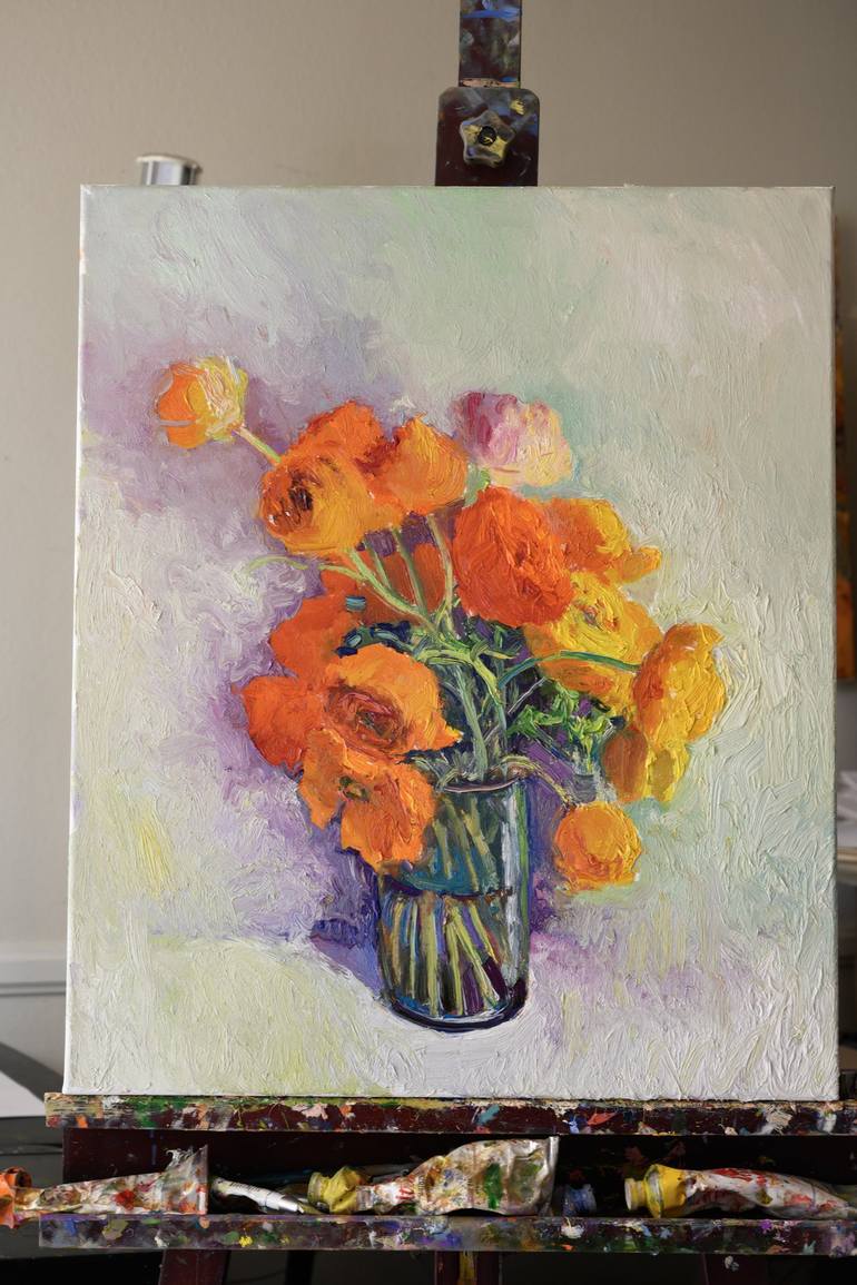 Original Impressionism Floral Painting by Suren Nersisyan