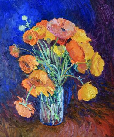 Saatchi Art Artist Suren Nersisyan; Paintings, “Orange Ranunculus Flowers” #art