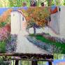 the aertwokr on the easel in the studio