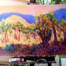 the artwork on the easel i t studio. Still wet:)