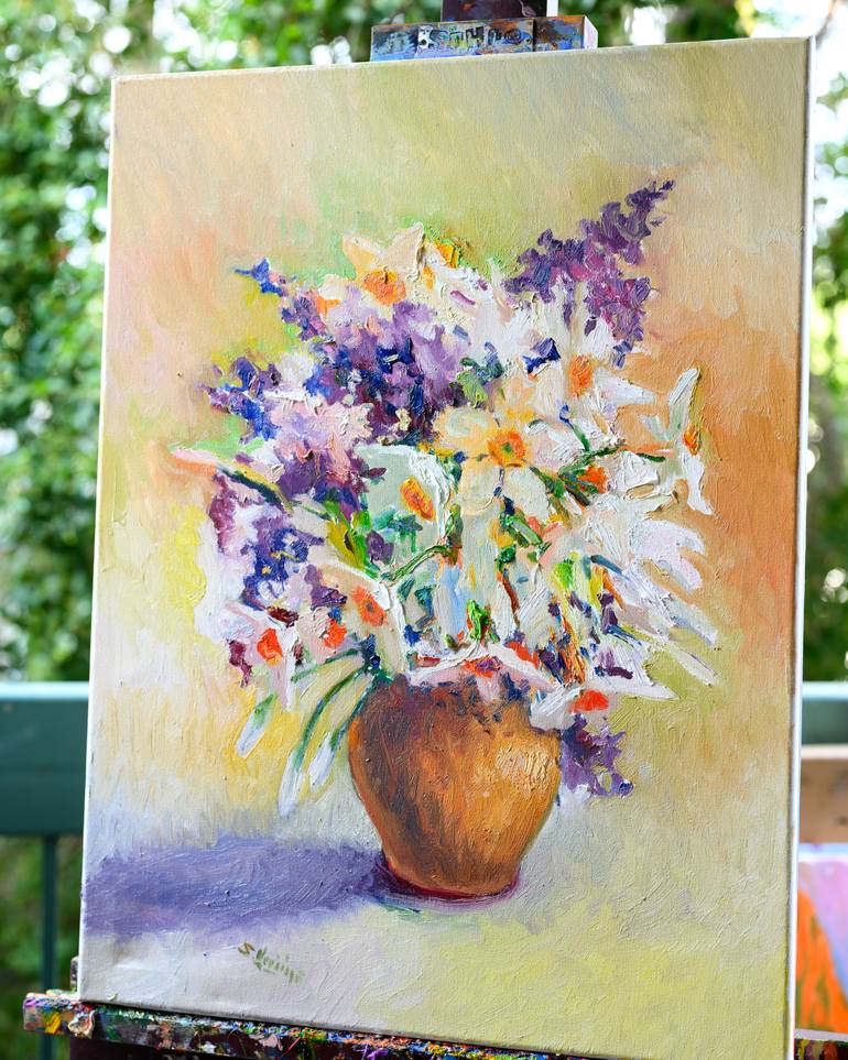 Original Impressionism Floral Painting by Suren Nersisyan