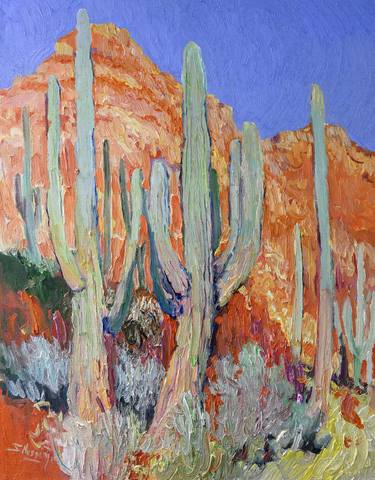 Saguaro Cactuses and Red Rocks, Arziona Landscape thumb